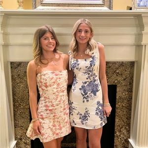 Reformation blue floral mini dress worn once to a dance